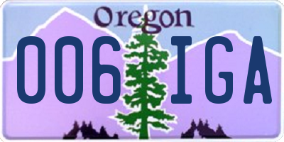 OR license plate 006IGA