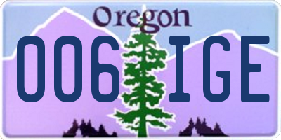 OR license plate 006IGE