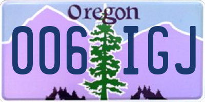 OR license plate 006IGJ