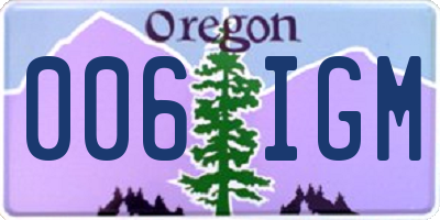 OR license plate 006IGM