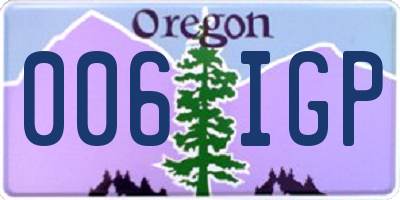 OR license plate 006IGP