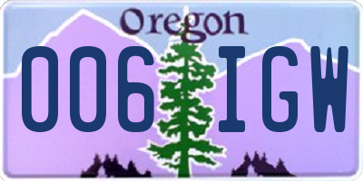 OR license plate 006IGW
