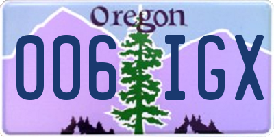 OR license plate 006IGX