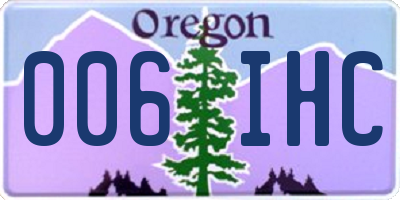 OR license plate 006IHC