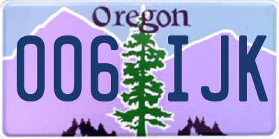 OR license plate 006IJK