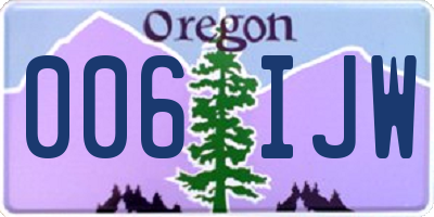 OR license plate 006IJW