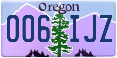 OR license plate 006IJZ