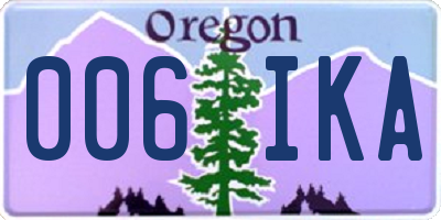 OR license plate 006IKA