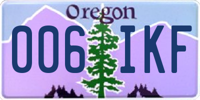 OR license plate 006IKF