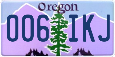 OR license plate 006IKJ