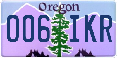 OR license plate 006IKR