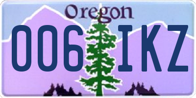OR license plate 006IKZ