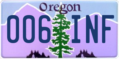 OR license plate 006INF