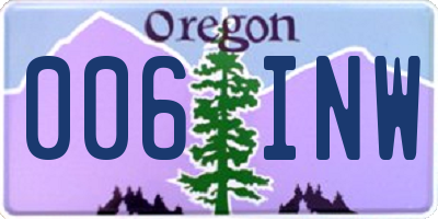 OR license plate 006INW
