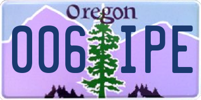 OR license plate 006IPE