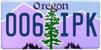 OR license plate 006IPK