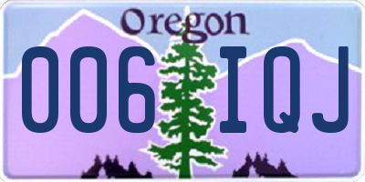 OR license plate 006IQJ