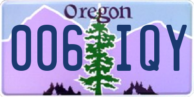 OR license plate 006IQY
