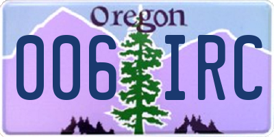 OR license plate 006IRC