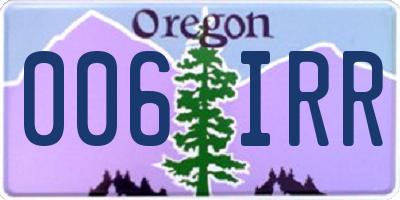 OR license plate 006IRR
