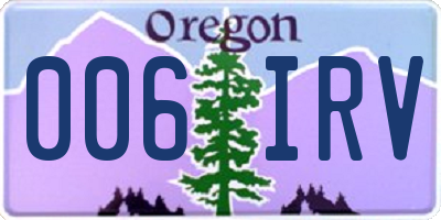OR license plate 006IRV