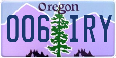 OR license plate 006IRY