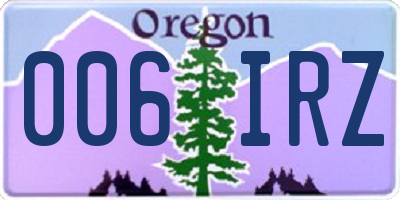 OR license plate 006IRZ