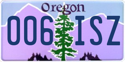 OR license plate 006ISZ