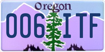 OR license plate 006ITF