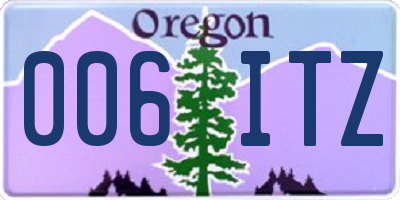 OR license plate 006ITZ