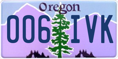 OR license plate 006IVK