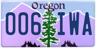OR license plate 006IWA