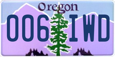 OR license plate 006IWD