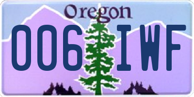 OR license plate 006IWF