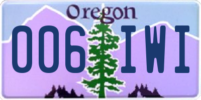 OR license plate 006IWI