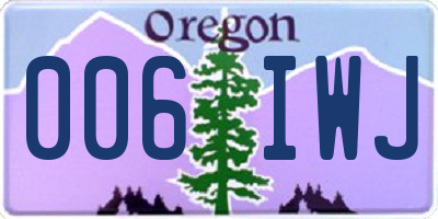 OR license plate 006IWJ