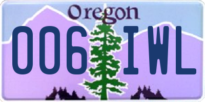 OR license plate 006IWL