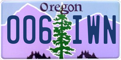 OR license plate 006IWN