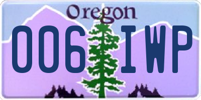 OR license plate 006IWP