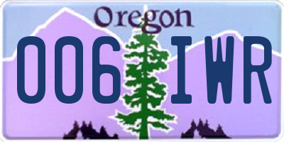 OR license plate 006IWR