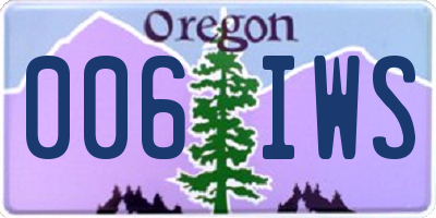 OR license plate 006IWS