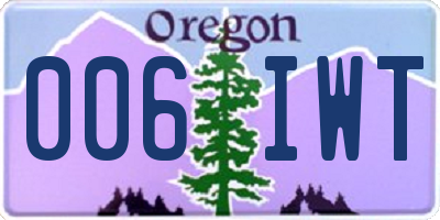 OR license plate 006IWT