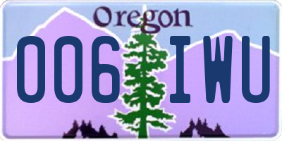 OR license plate 006IWU