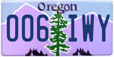 OR license plate 006IWY