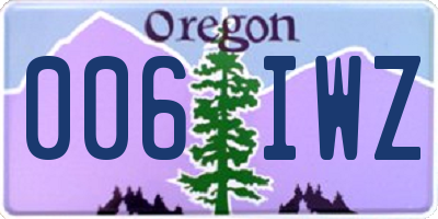 OR license plate 006IWZ