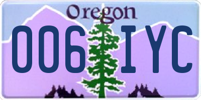 OR license plate 006IYC