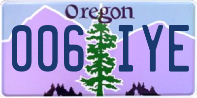 OR license plate 006IYE