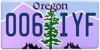 OR license plate 006IYF