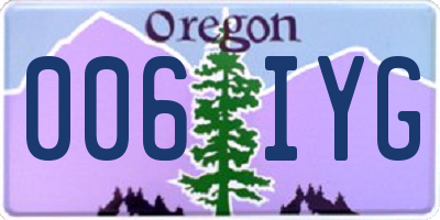 OR license plate 006IYG