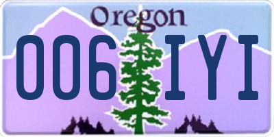 OR license plate 006IYI